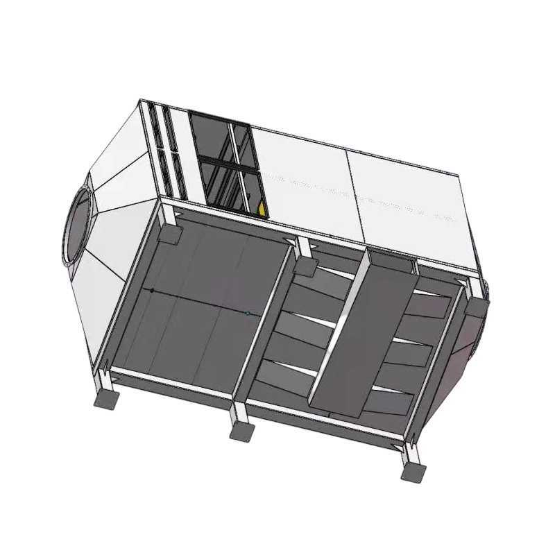 Top loading and side unloading structure 304 inacta ferro reducitur carbonis adsorptionis box